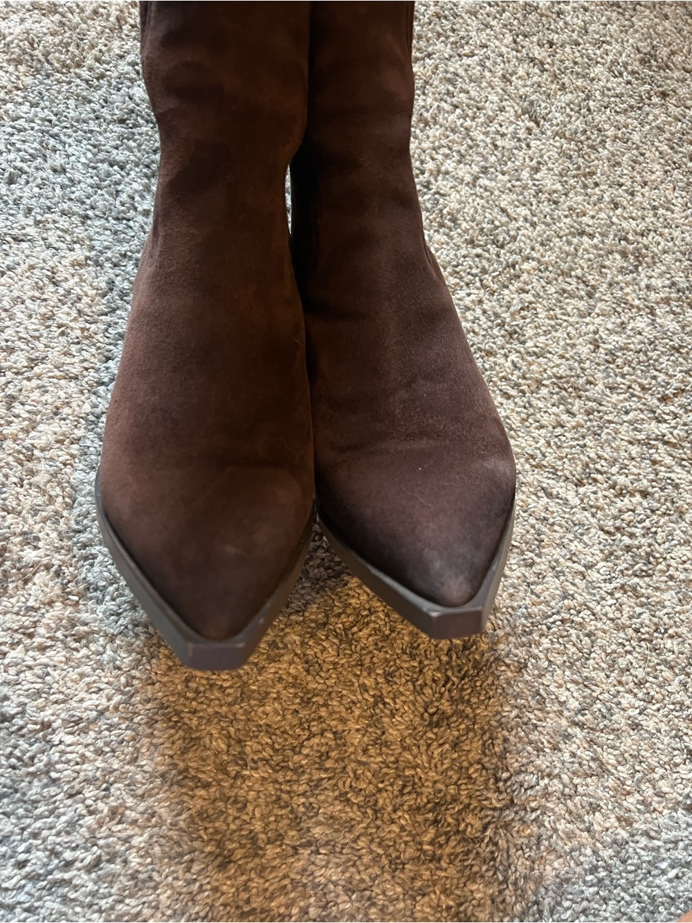 Sam Edelman Mandey Chocolate Brown Suede Pointed Ankle Boots